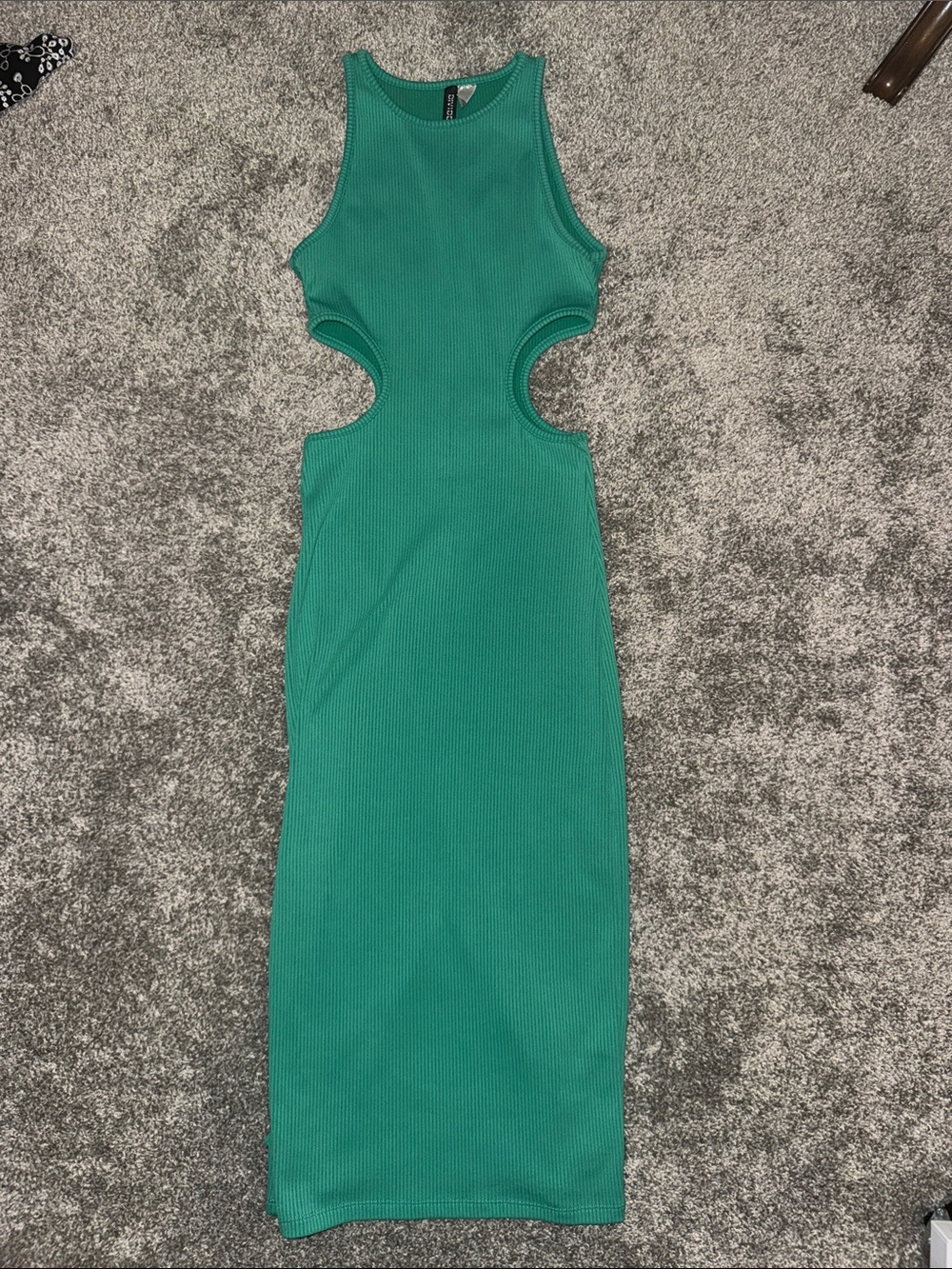 H&M Divided Ribbed Cutout Midi Bodycon Tank Dress Green - Womens - Picture 2 of 5